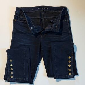 White House Black Market Dark Blue The Skimmer Skinny Jeans w/ gold buttons